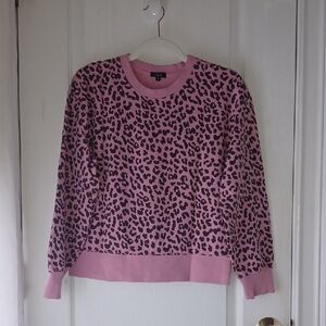 Rails Pink Animal Print Crew Neck Sweater